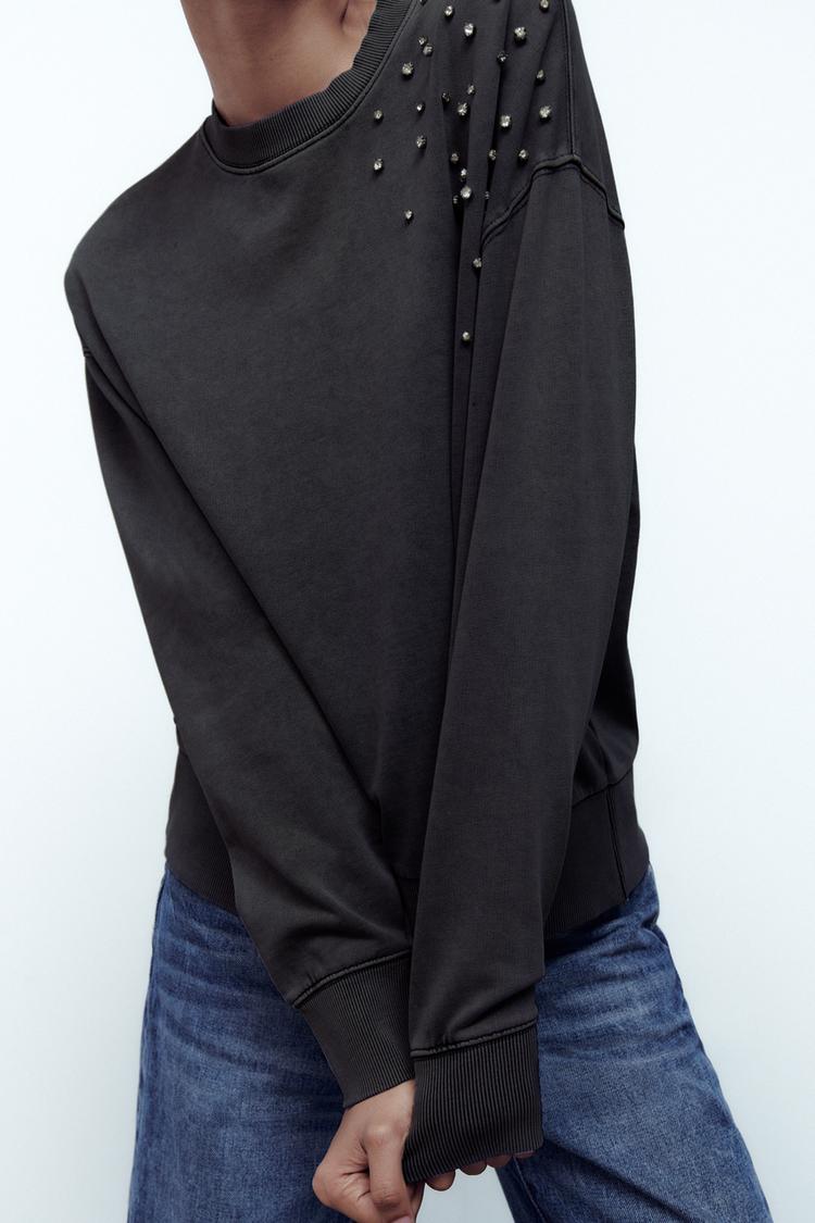 Zara Sweatshirt online with Rhinestones